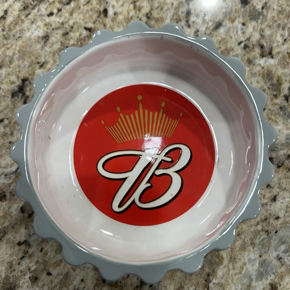 Vintage Anheuser-Busch Budweiser Bottle Cap Shape Ceramic Ashtray 4.5"x 1 3/4"